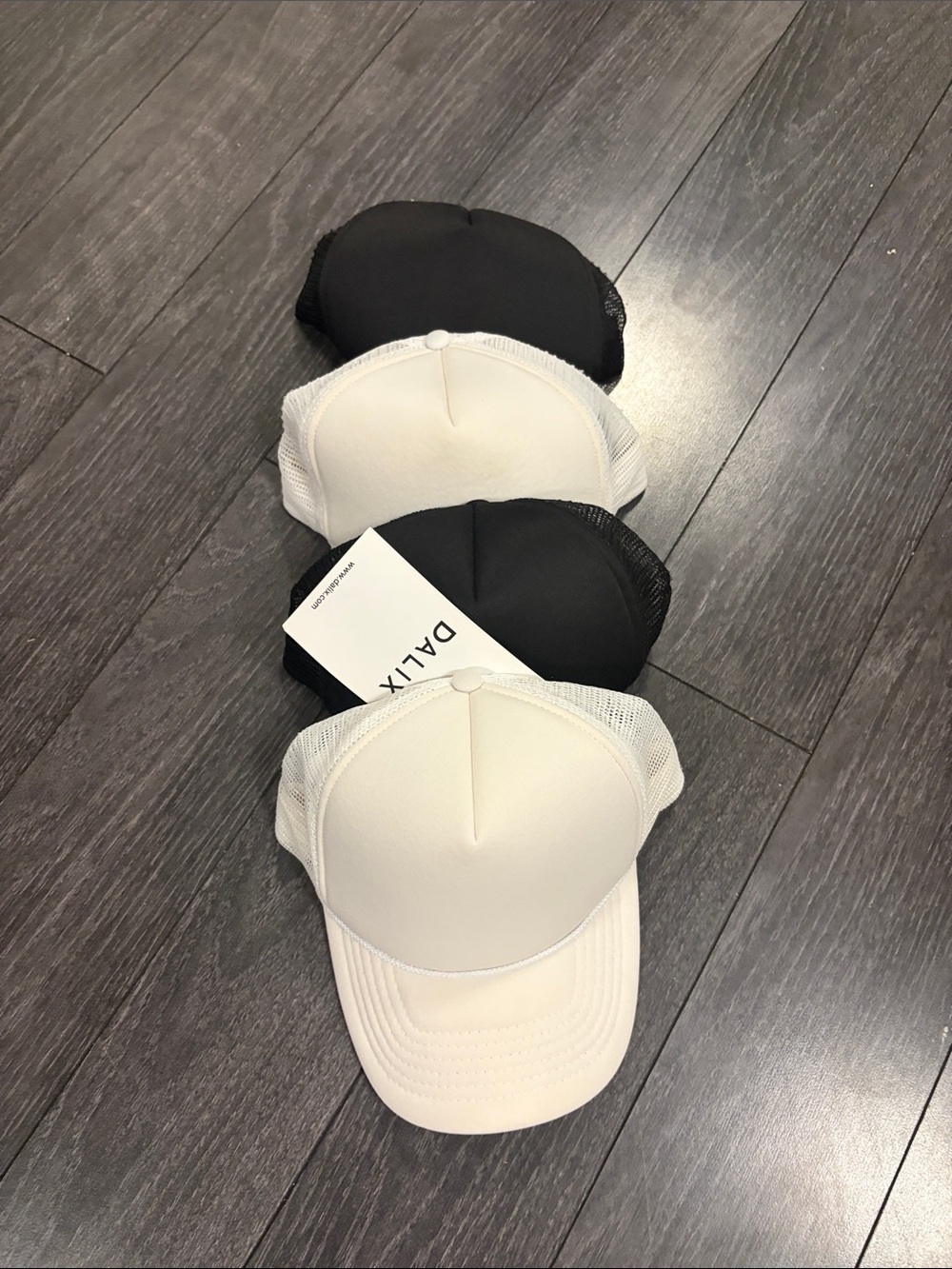 Women's White and Black Mesh Trucker Cap Set